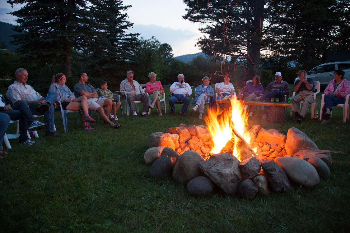Group Bonfire at Tiny Town Cabins