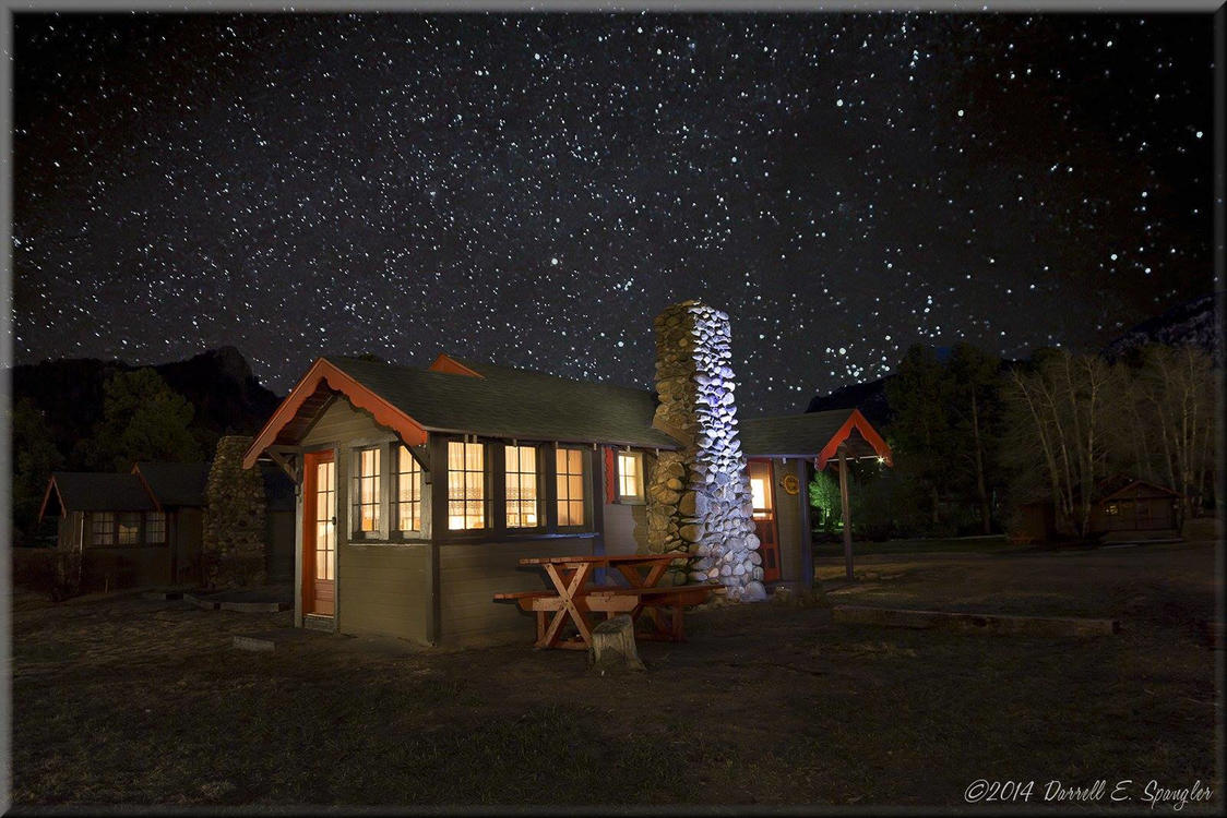 Tiny Town Cabins at Night