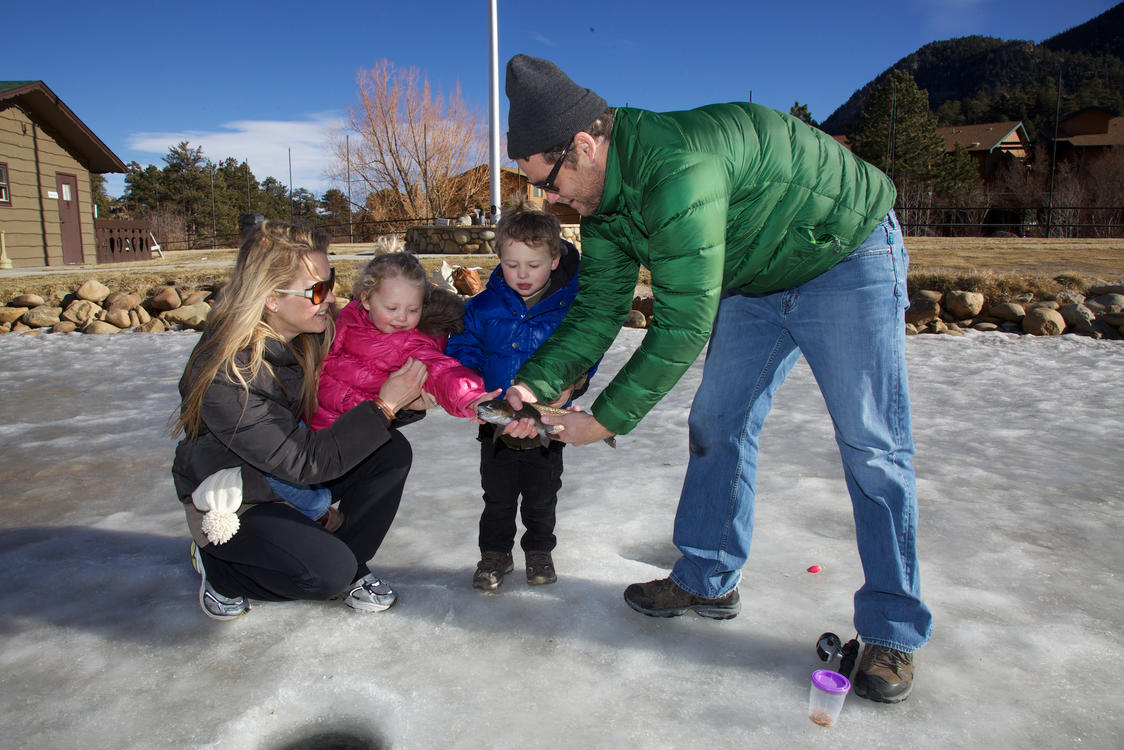 Family Fishing in Winter at Trout Haven Pond